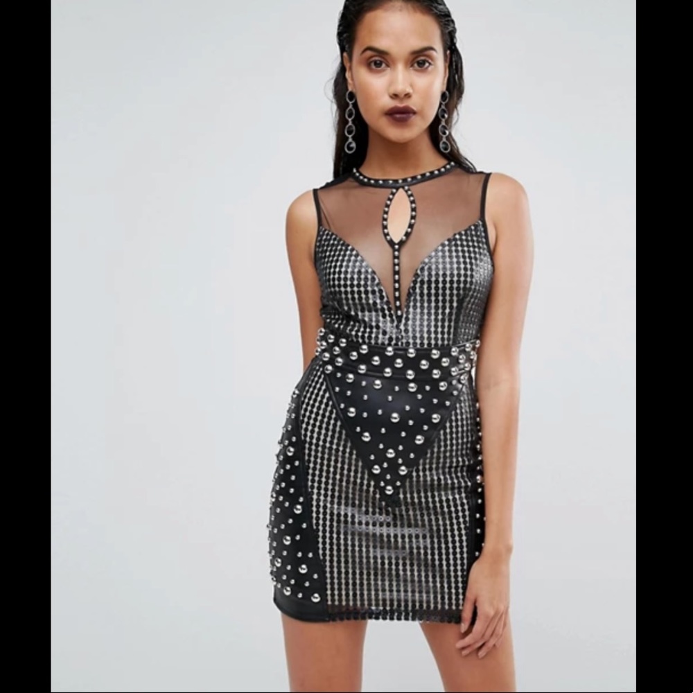 Boohoo Premium Sequin & Stud Sleeveless Dress
